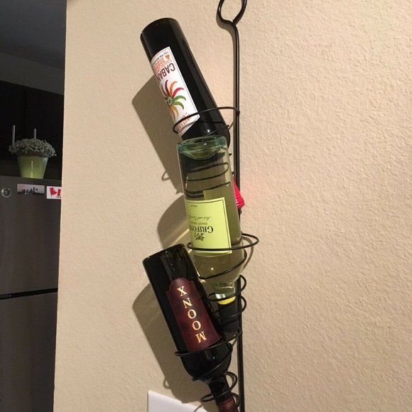 Custom made 3 bottle wrought iron wine rack - Picture 2 of 5